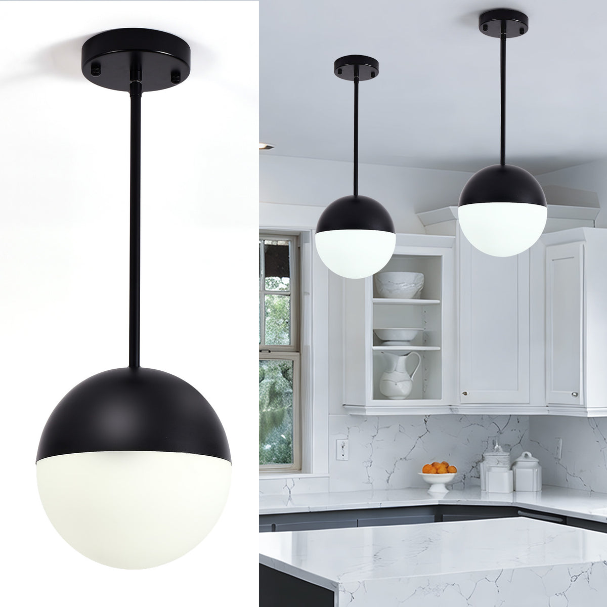 The Elliot Opal Globe Pendant Light (Set of 2)