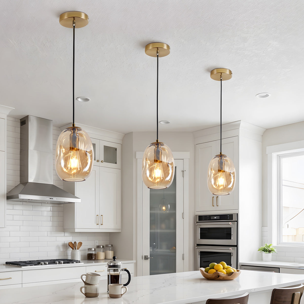 The Odette Hand-Blown Wavy Glass Pendant Light