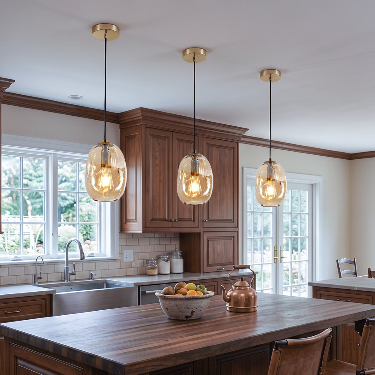 The Odette Hand-Blown Wavy Glass Pendant Light