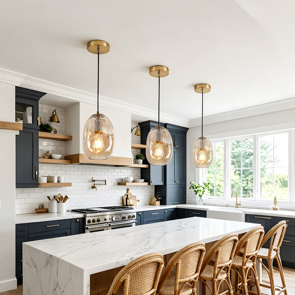 The Odette Hand-Blown Wavy Glass Pendant Light