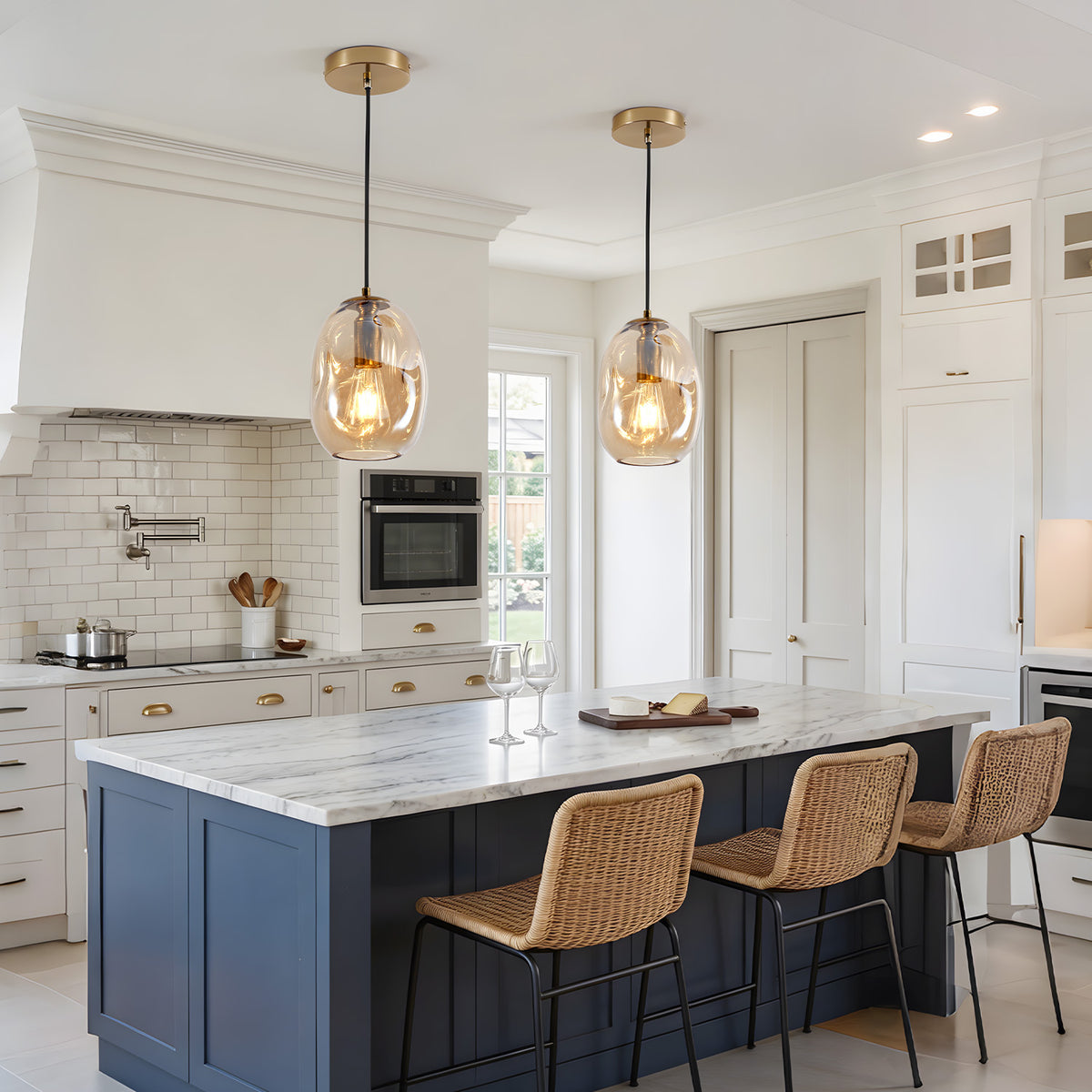 The Odette Hand-Blown Wavy Glass Pendant Light