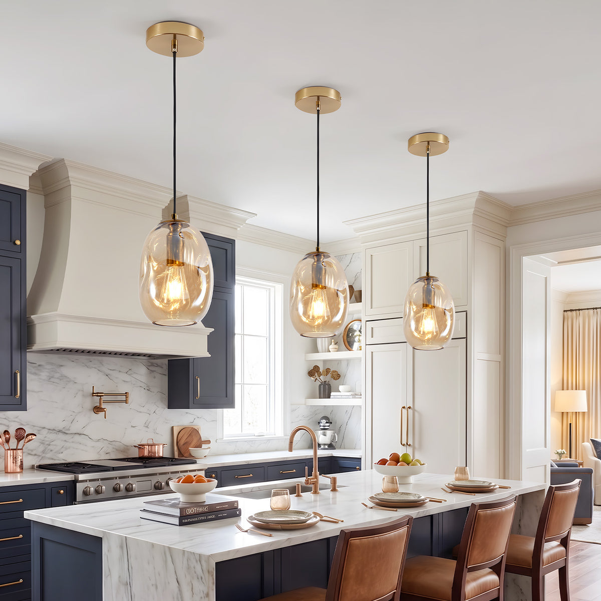 The Odette Hand-Blown Wavy Glass Pendant Light