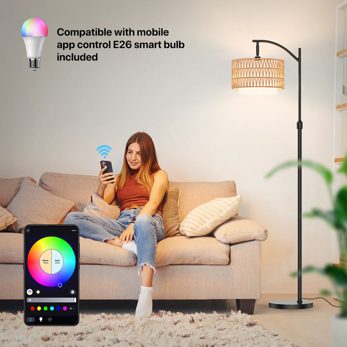 Boho Curved Floor Lamp