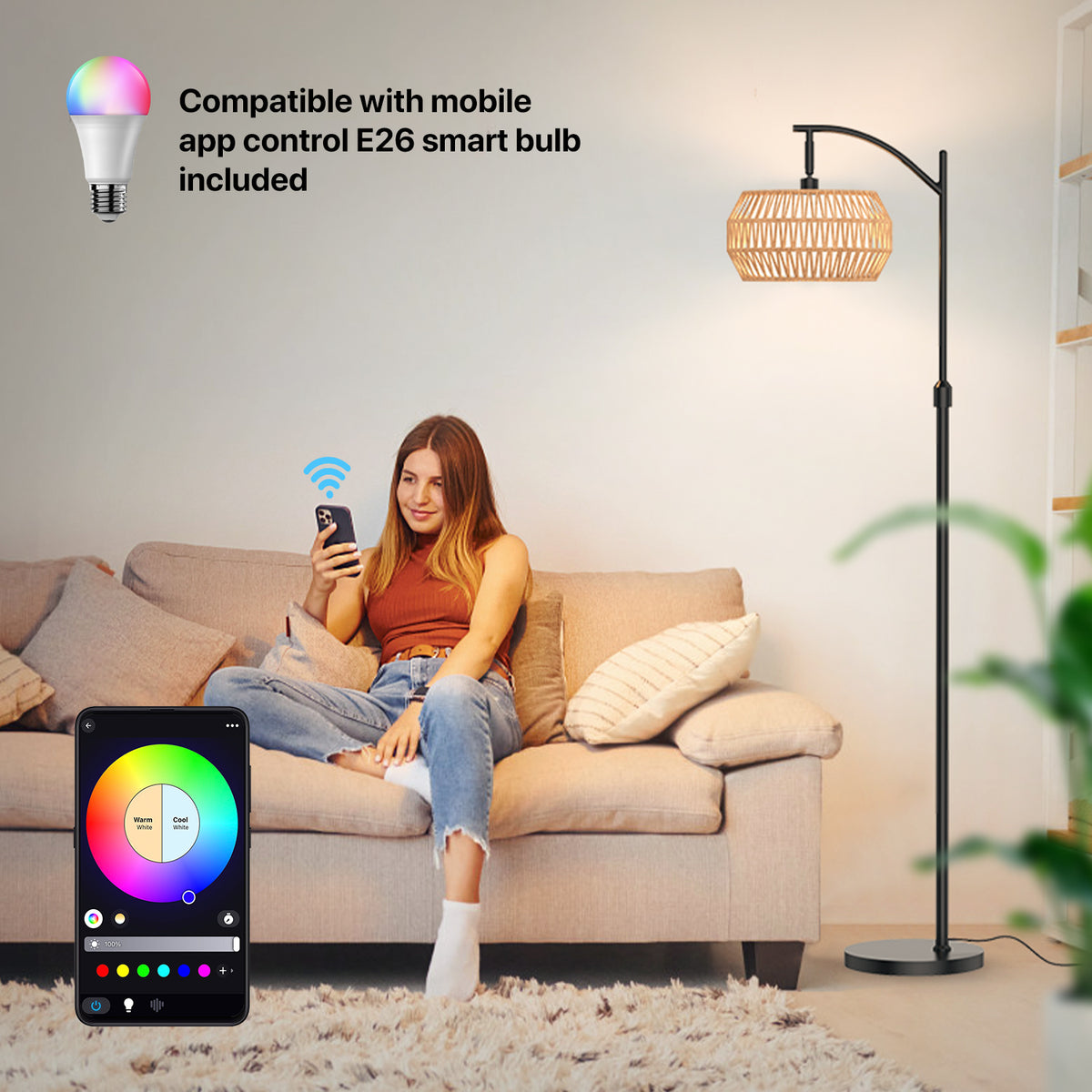 Boho Curved Floor Lamp