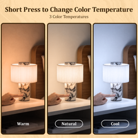 Cordless Rechargeable Marble Table Lamp with Linen Shade