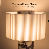 Cordless Rechargeable Marble Table Lamp with Linen Shade