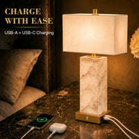 The Calista Natural Marble Table Lamp