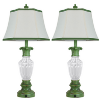 The Marguerite Vintage Carved Table Lamp Set