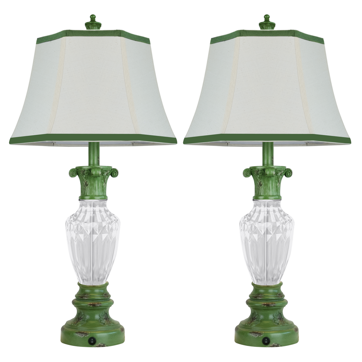 The Marguerite Vintage Carved Table Lamp Set