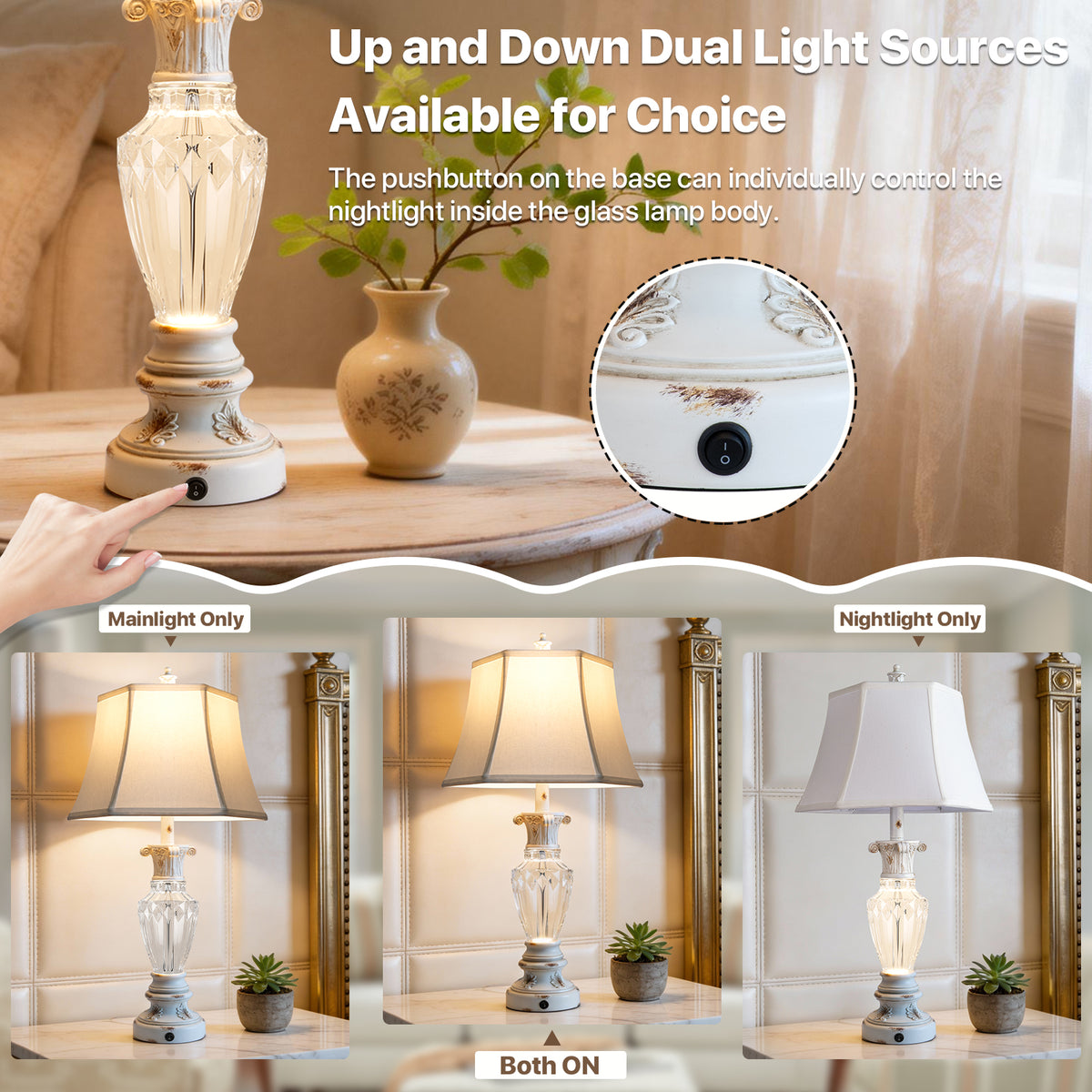 The Marguerite Vintage Carved Table Lamp Set