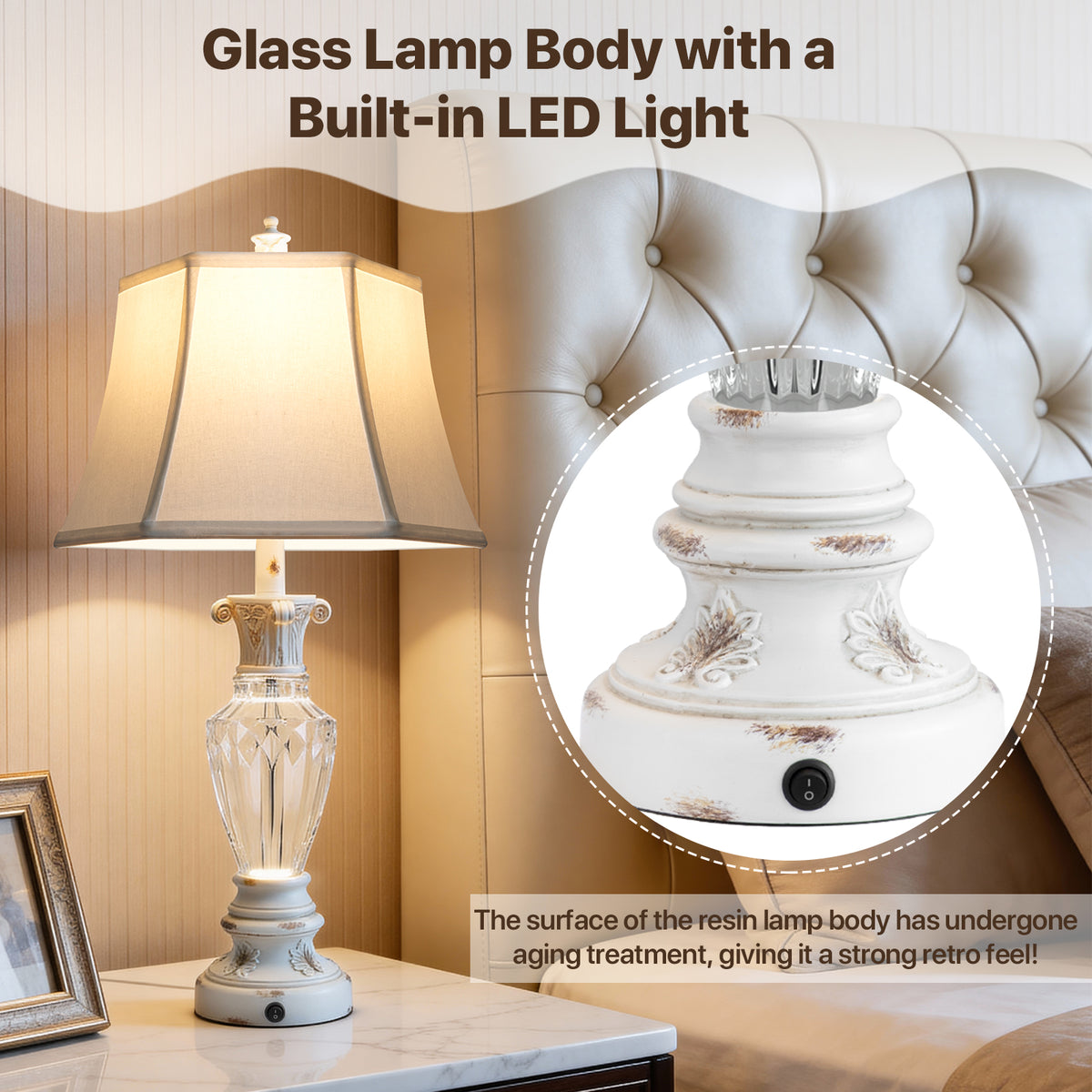 The Marguerite Vintage Carved Table Lamp Set