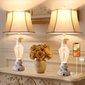 The Marguerite Vintage Carved Table Lamp Set