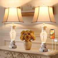 The Marguerite Vintage Carved Table Lamp Set