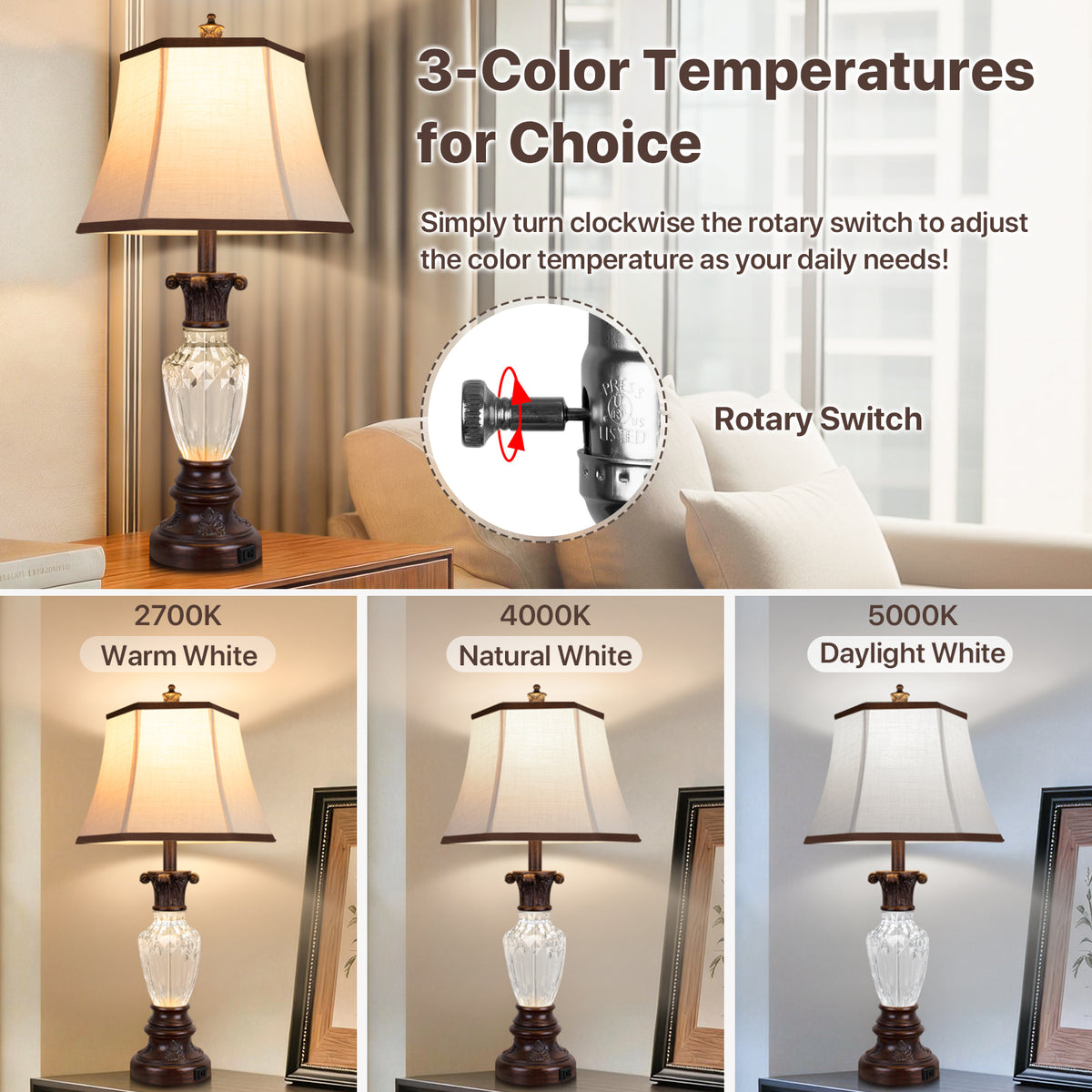 The Marguerite Vintage Carved Table Lamp Set