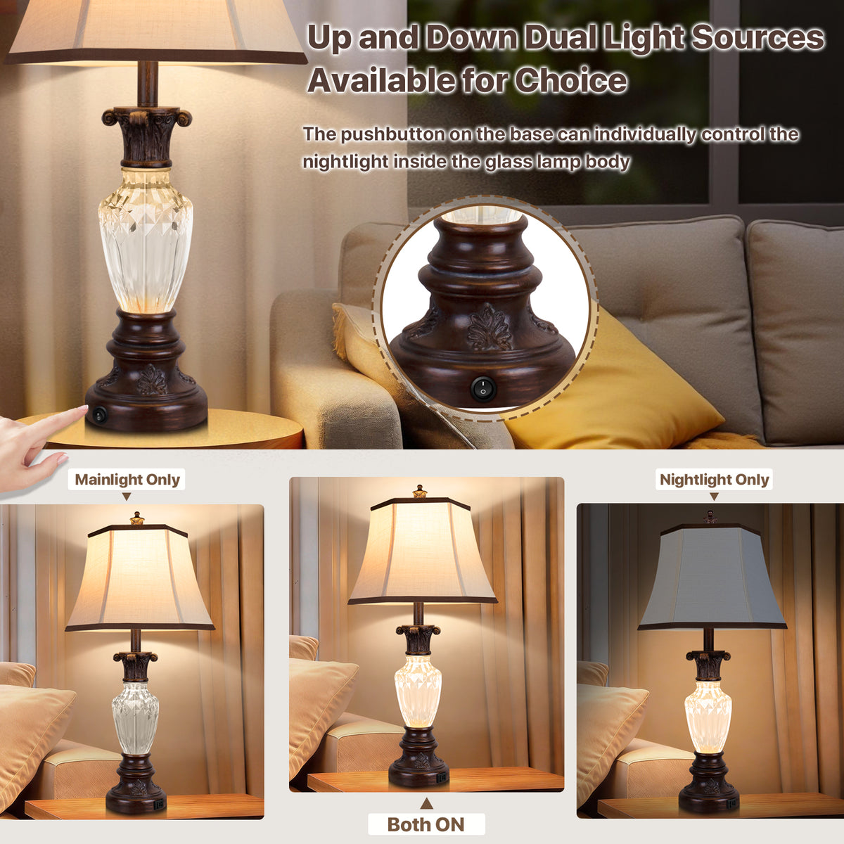 The Marguerite Vintage Carved Table Lamp Set
