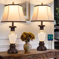 The Marguerite Vintage Carved Table Lamp Set