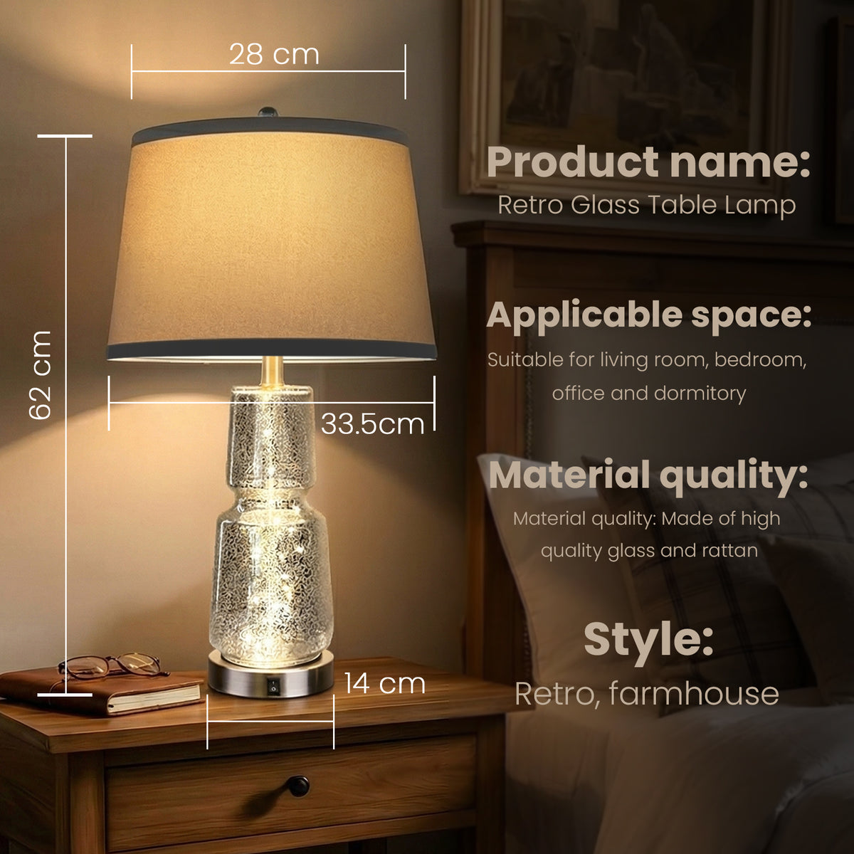 The Verity Glass Fairy Light Table Lamp Set