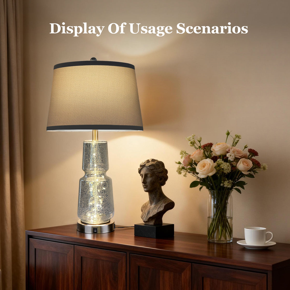 The Verity Glass Fairy Light Table Lamp Set