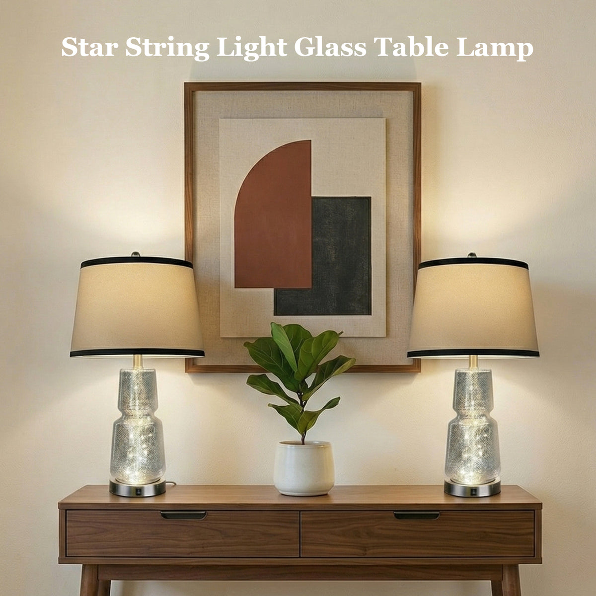 The Verity Glass Fairy Light Table Lamp Set