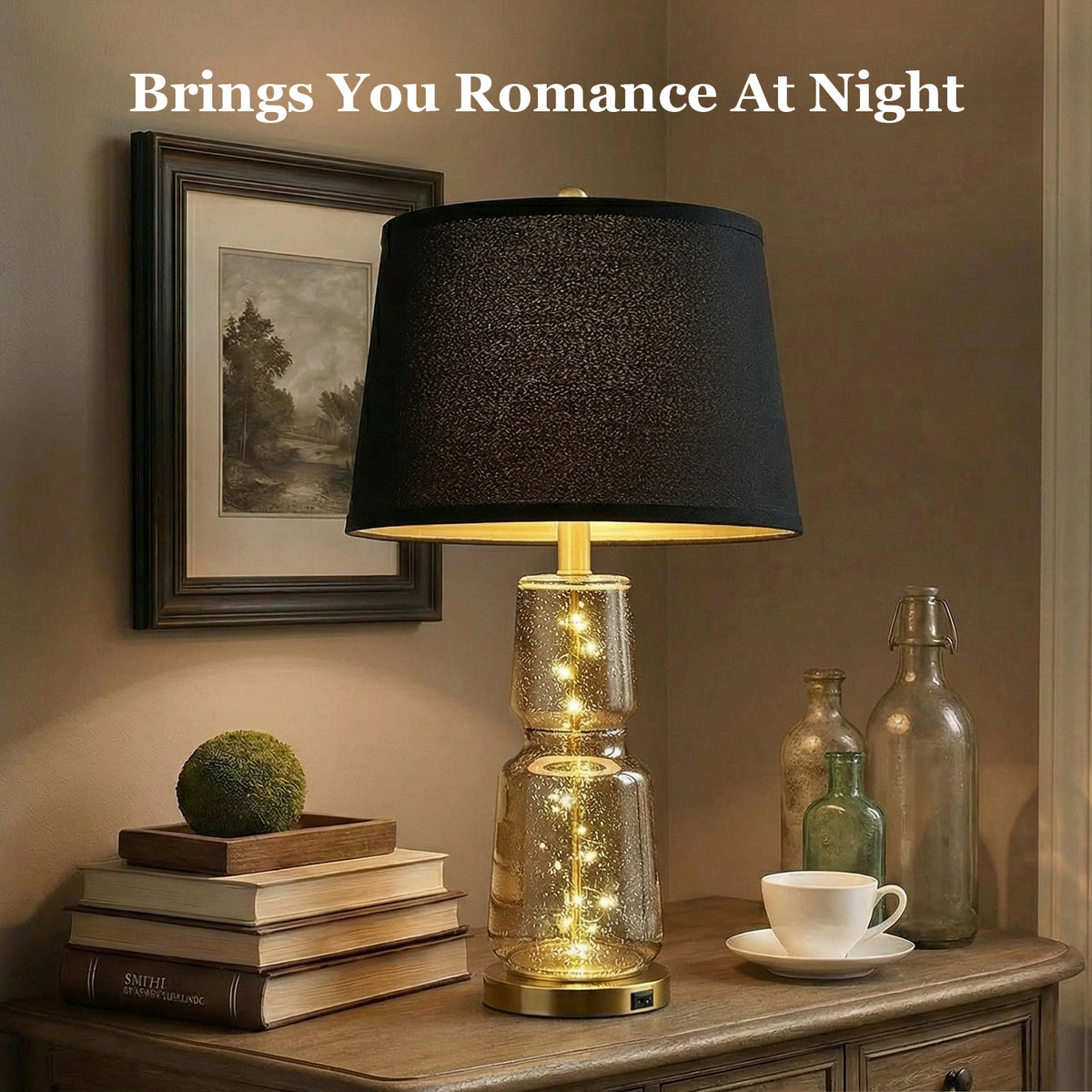 The Verity Glass Fairy Light Table Lamp Set