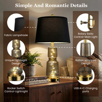 The Verity Glass Fairy Light Table Lamp Set