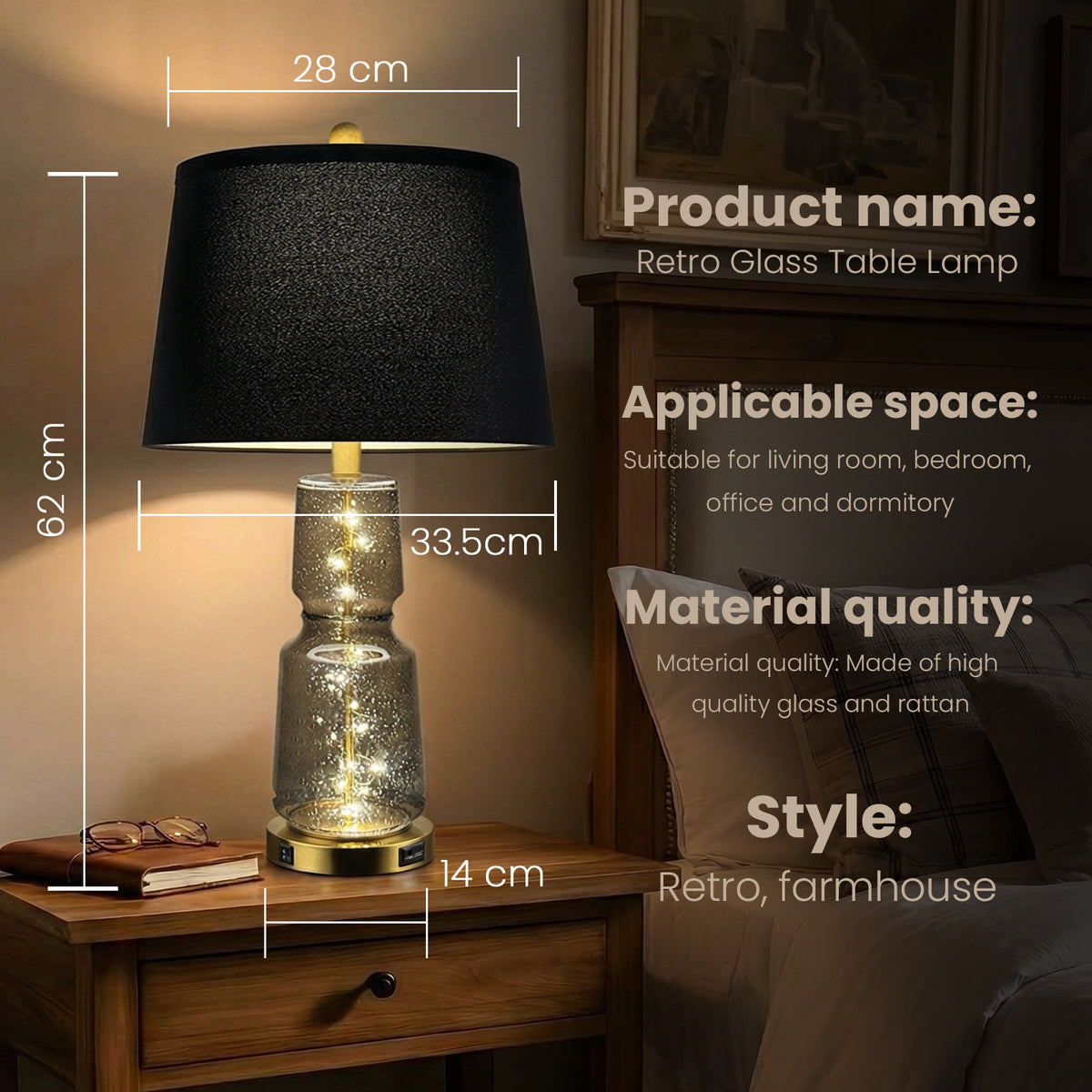 The Verity Glass Fairy Light Table Lamp Set