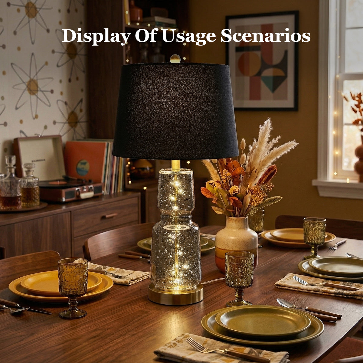 The Verity Glass Fairy Light Table Lamp Set