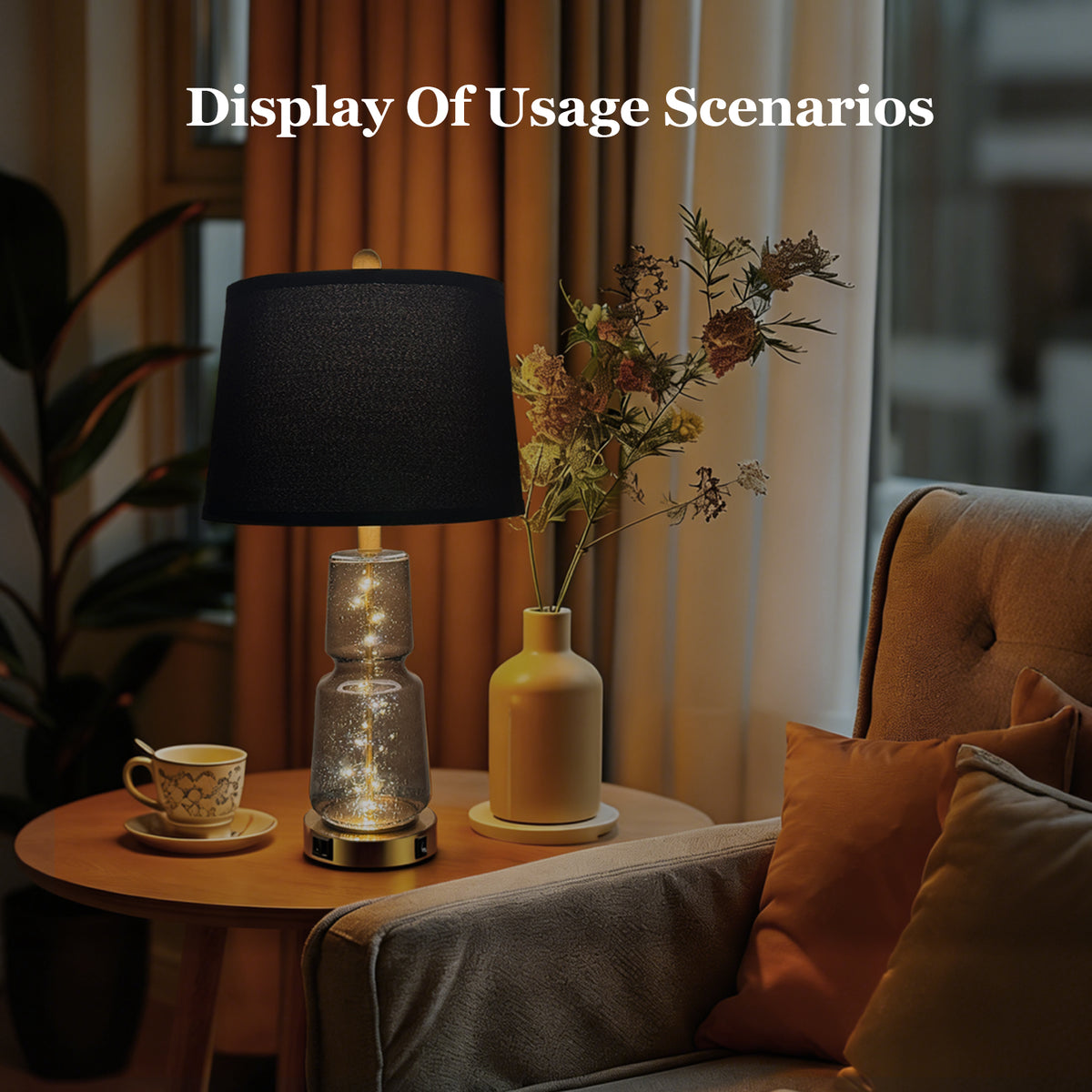 The Verity Glass Fairy Light Table Lamp Set