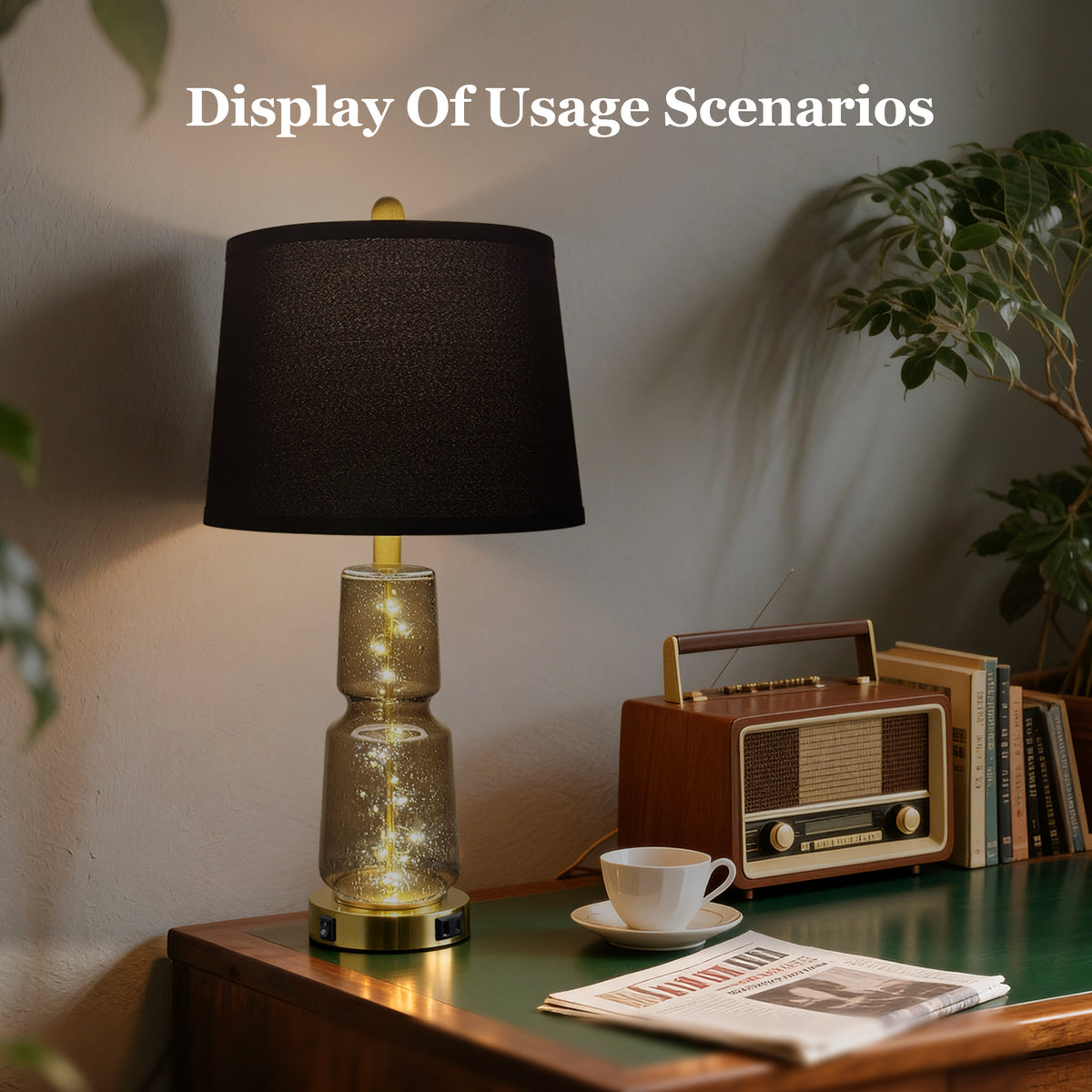 The Verity Glass Fairy Light Table Lamp Set