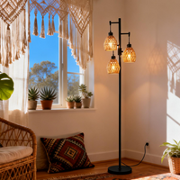 Boho Rattan Shade Floor Lamp