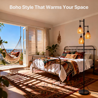 Boho Rattan Shade Floor Lamp