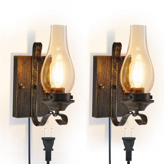 The Kensington Hurricane Glass Plug-In Sconce (Set of 2)