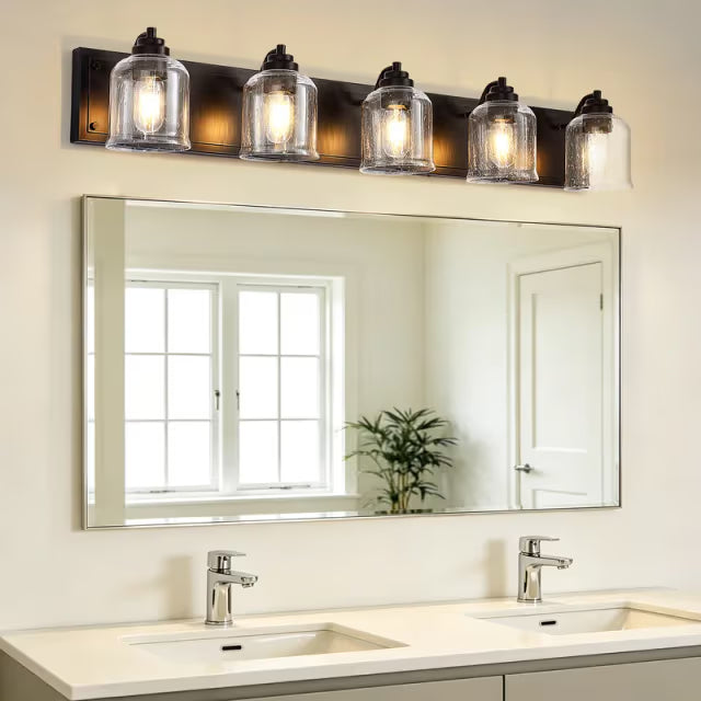 The Sorrento Seeded Glass Farmhouse Vanity Light