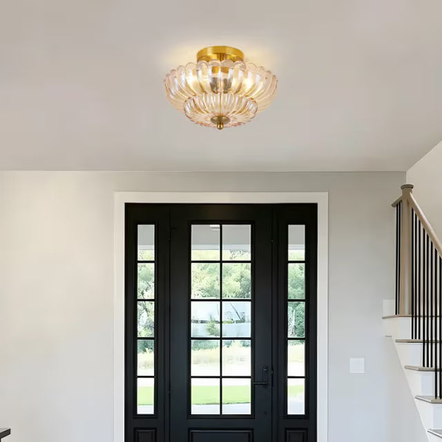 The Elysian Dual-Tiered Amber Crown Ceiling Light