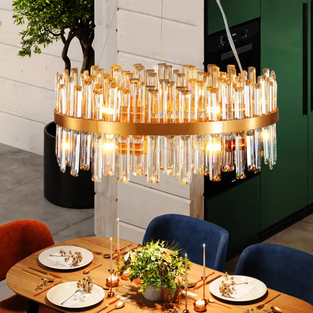 The Solstice Gold Prism Ring Chandelier