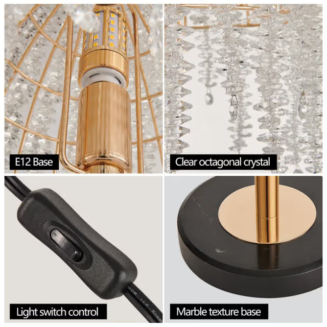 The Vespera Crystal Waterfall Table Lamp