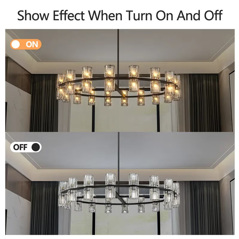 The Orion Crystal Cylinder Ring Chandelier