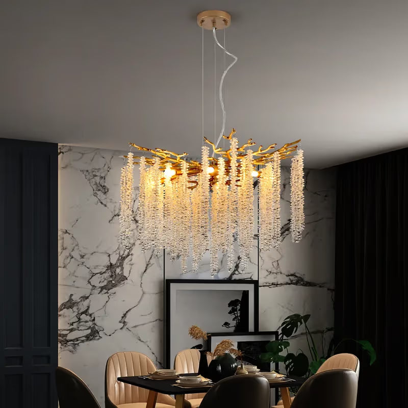 The Aurelius Crystal Raindrop Branch Chandelier