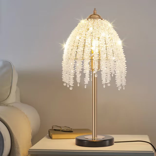 The Vespera Crystal Waterfall Table Lamp