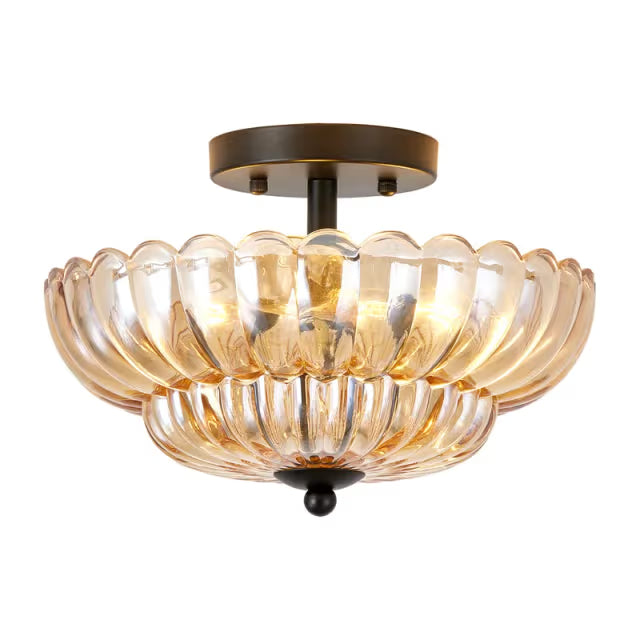 The Elysian Dual-Tiered Amber Crown Ceiling Light