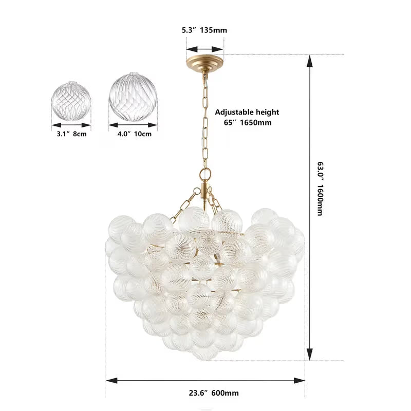 The Luna Fluted Glass Orb Chandelier