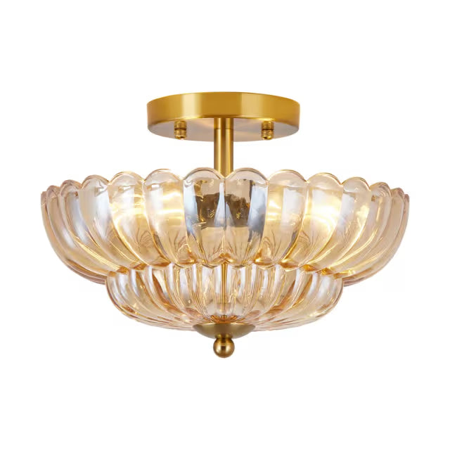 The Elysian Dual-Tiered Amber Crown Ceiling Light