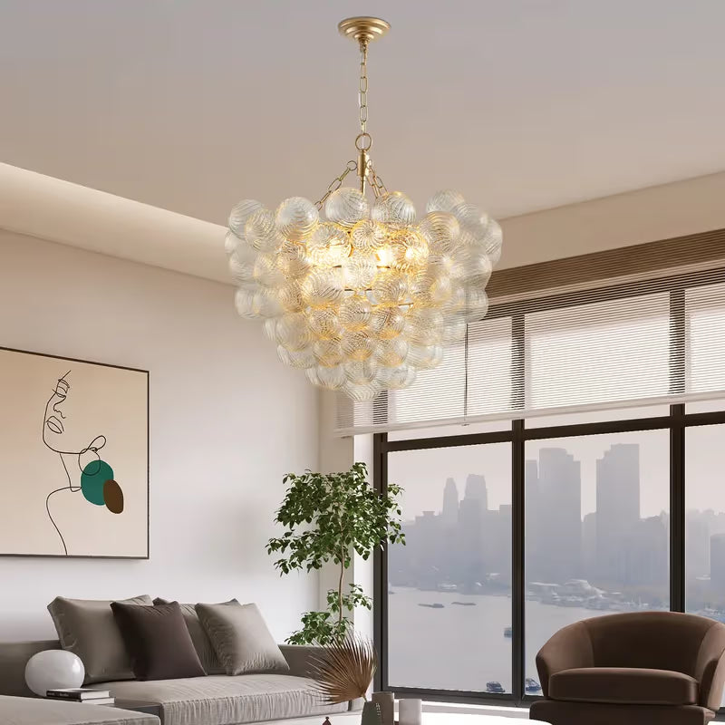 The Luna Fluted Glass Orb Chandelier