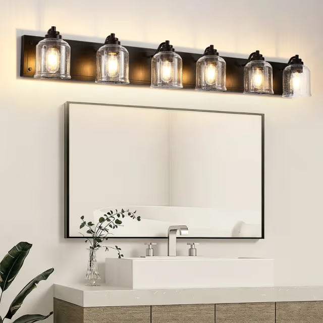 The Sorrento Seeded Glass Farmhouse Vanity Light