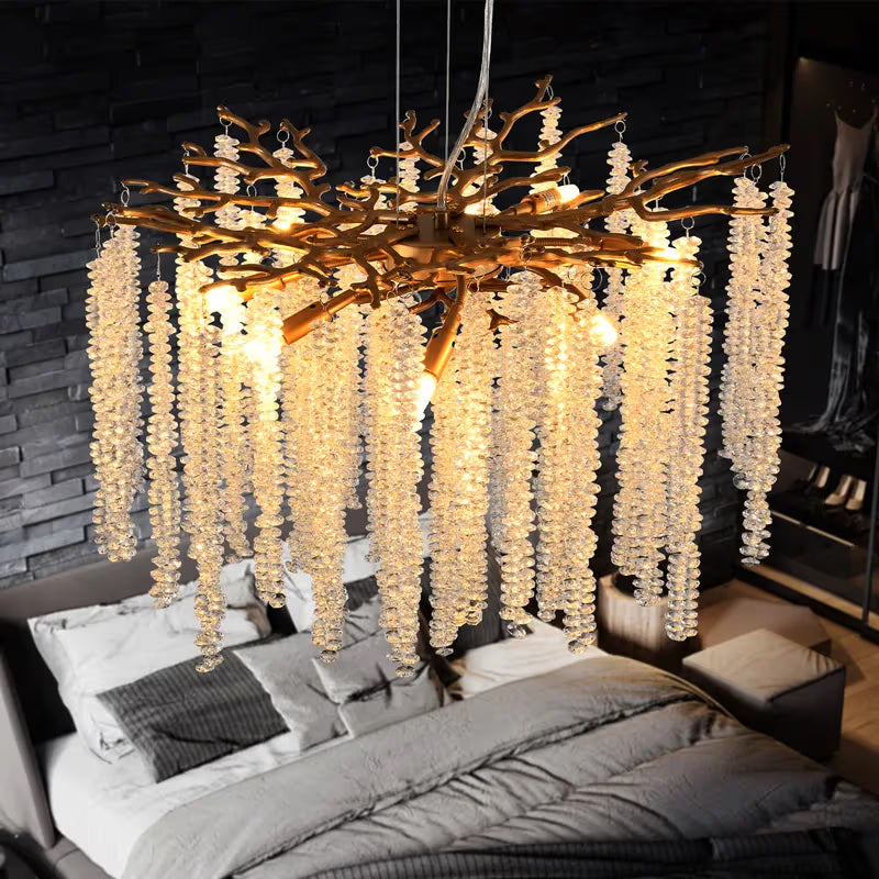 The Aurelius Crystal Raindrop Branch Chandelier