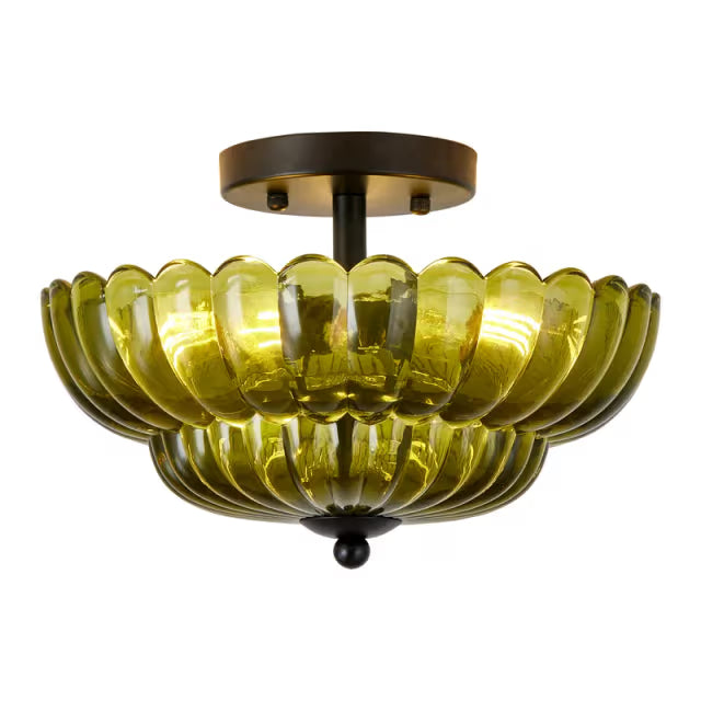 The Elysian Dual-Tiered Amber Crown Ceiling Light