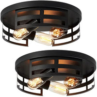 The Astoria Caged Steel Flush Mount Light (Set of 2)