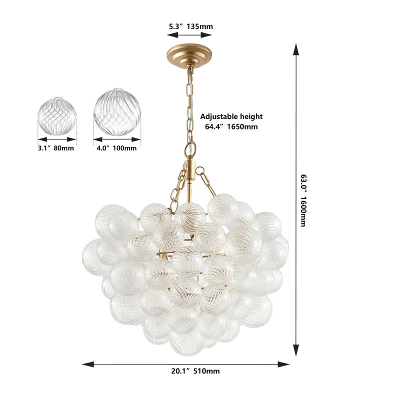 The Luna Fluted Glass Orb Chandelier