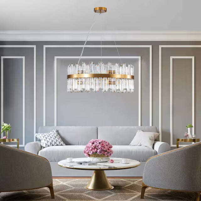 The Solstice Gold Prism Ring Chandelier