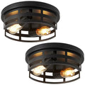 The Astoria Caged Steel Flush Mount Light (Set of 2)